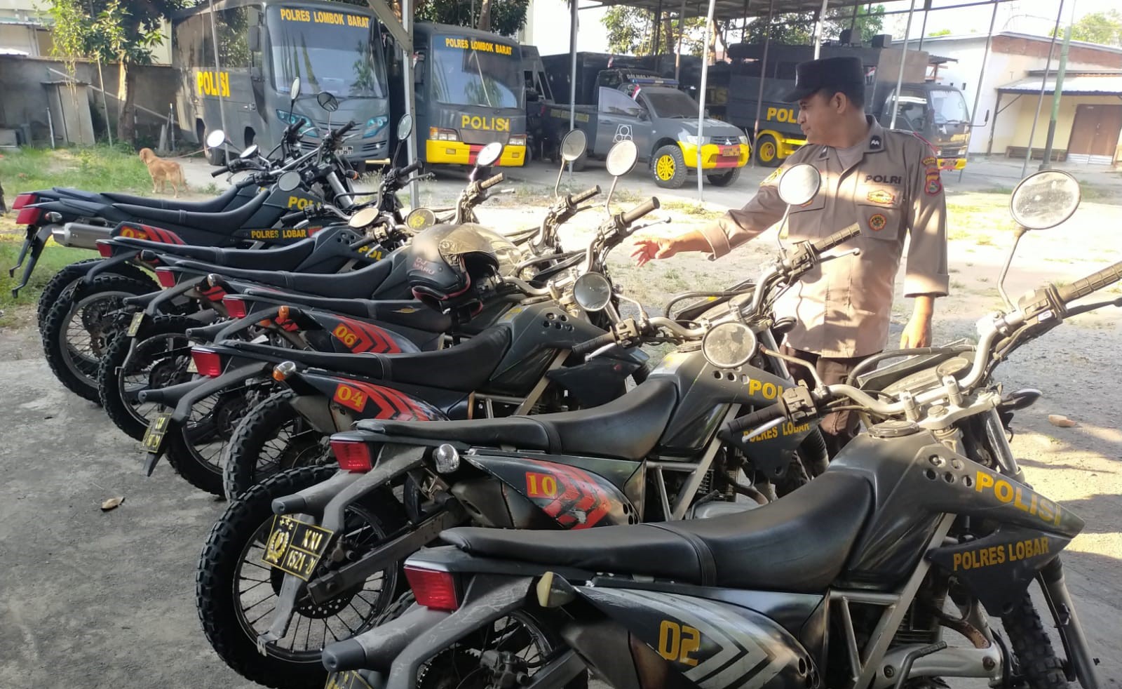 Satgas Bantuan Operasi Mantap Brata Rinjani 2023 Polres Lombok Barat Cek Kendaraan Dinas