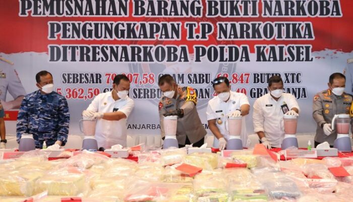 Polda Kalsel Musnahkan Narkoba Rp 133 Miliar, 36 Tersangka Ditangkap