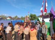 Bhabinkamtibmas Desa Seloto Monitoring Kegiatan Jambore Pramuka Kwartir Cabang Taliwang di Lapangan Seloto