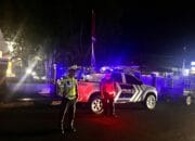 Satlantas Polres Dompu Laksanakan Blue Light Patrol dan Strong Point Malam Hari