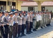 Personil Polres Dompu Bersama TNI, Brimob, dan Sat Pol PP Amankan Aksi Unjuk Rasa Damai oleh PMII di Kantor DPRD Kabupaten Dompu