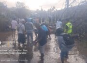 Sigap di Tengah Hujan Lebat, Personel Polsek Rhee Bantu Warga Atasi Banjir dan Pohon Tumbang