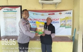 Polsek Lape Kembali Gelar Gerakan Pangan Murah, 425 Sak Beras SPHP Ludes Terjual