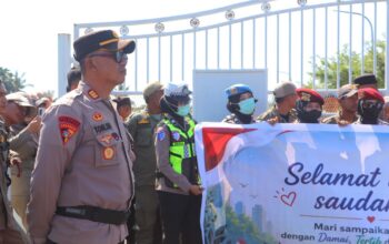 Polres Lombok Utara Amankan Aksi Penyampaian Aspirasi Aliansi KBMLU di Kantor Bupati KLU